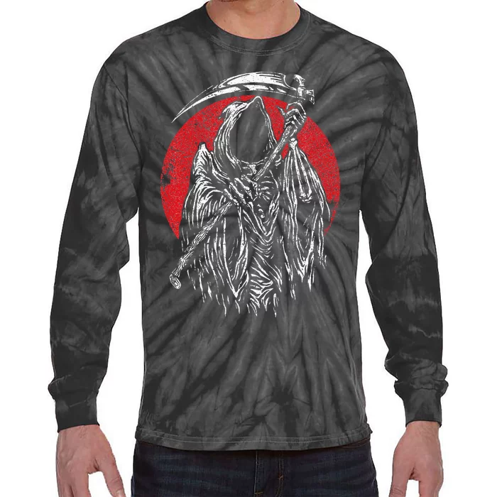 The Grim Reaper Skeleton Skull Death Scythe Grunge Horror Tie-Dye Long Sleeve Shirt