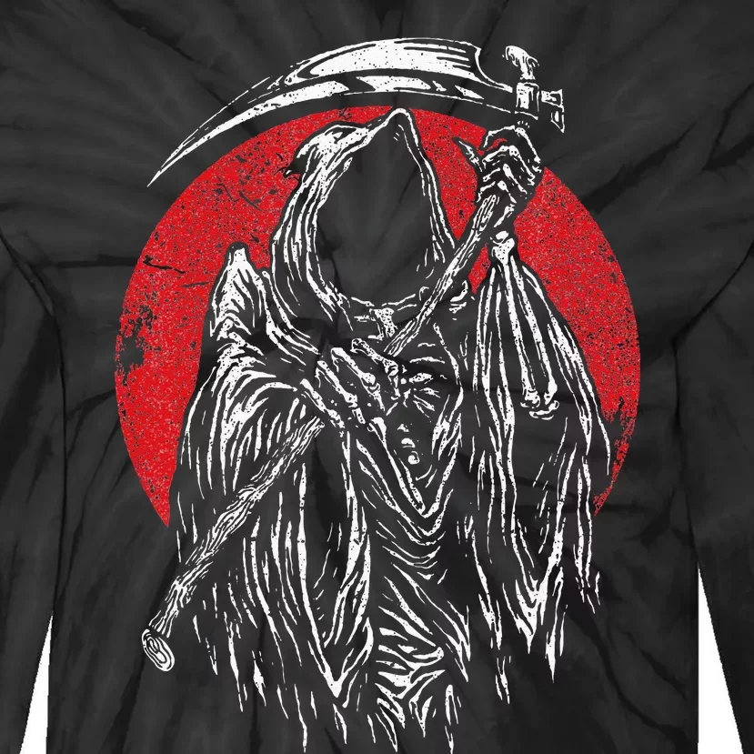 The Grim Reaper Skeleton Skull Death Scythe Grunge Horror Tie-Dye Long Sleeve Shirt