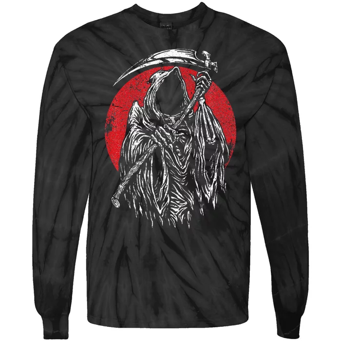 The Grim Reaper Skeleton Skull Death Scythe Grunge Horror Tie-Dye Long Sleeve Shirt