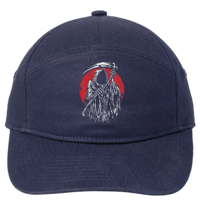 The Grim Reaper Skeleton Skull Death Scythe Grunge Horror 7-Panel Snapback Hat