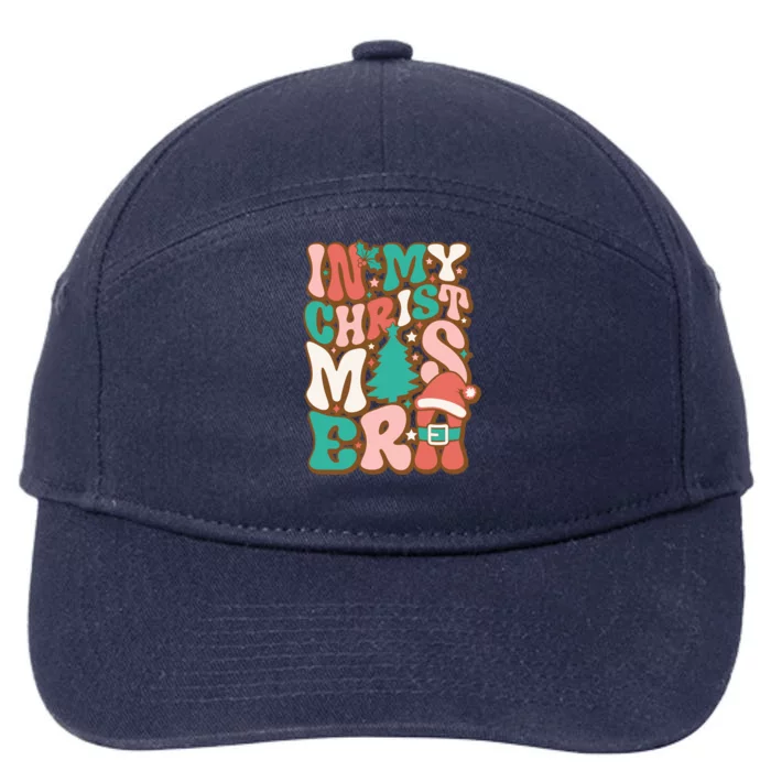 Trendy Groovy Retro Vintage In My Christmas Era Gift 7-Panel Snapback Hat