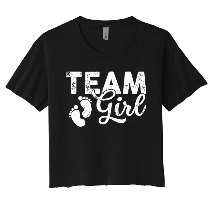 Team Gender Reveal Party Team Pink Baby Announcement Women's Crop Top Tee