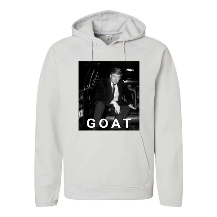 Trump Goat Republican Conservative Gift Trump 2024 Performance Fleece Hoodie