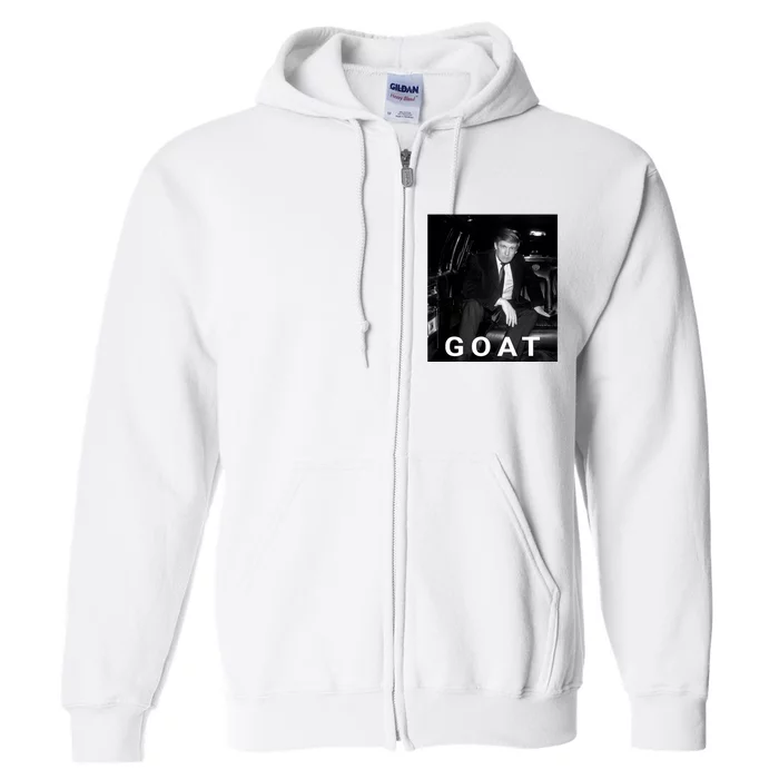 Trump Goat Republican Conservative Gift Trump 2024 Full Zip Hoodie