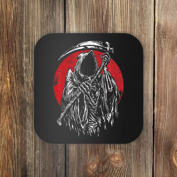 The Grim Reaper Skeleton Skull Death Scythe Grunge Horror Coaster