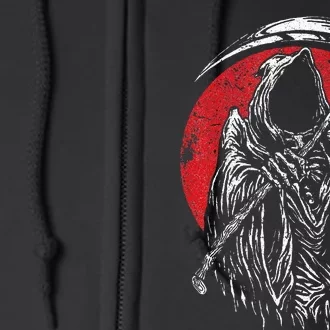 The Grim Reaper Skeleton Skull Death Scythe Grunge Horror Full Zip Hoodie