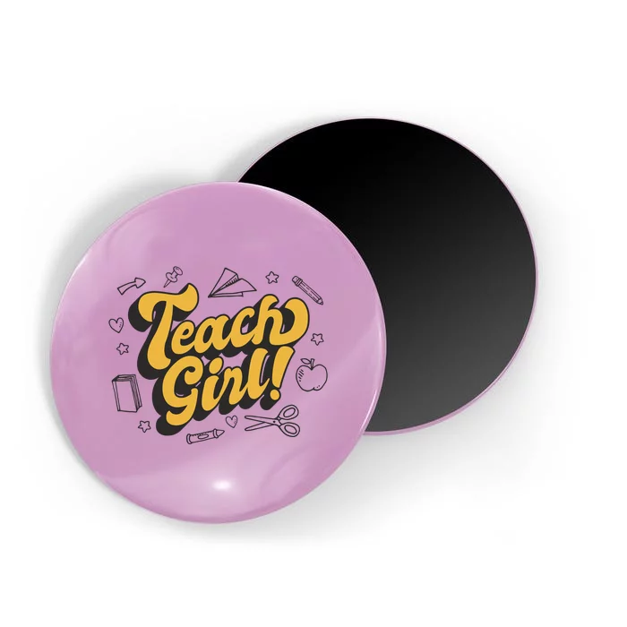 Teach Girl Retro Cute Gift For Teacher Magnet