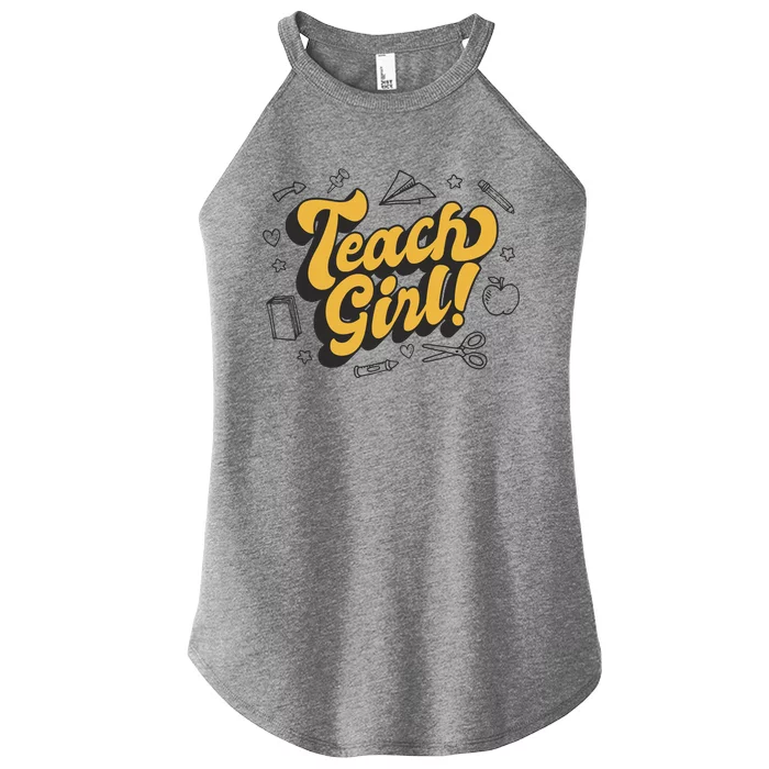 Teach Girl Retro Cute Gift For Teacher Women’s Perfect Tri Rocker Tank