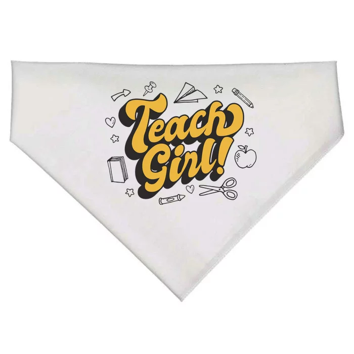 Teach Girl Retro Cute Gift For Teacher USA-Made Doggie Bandana