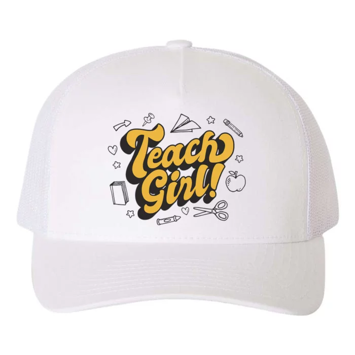 Teach Girl Retro Cute Gift For Teacher Yupoong Adult 5-Panel Trucker Hat