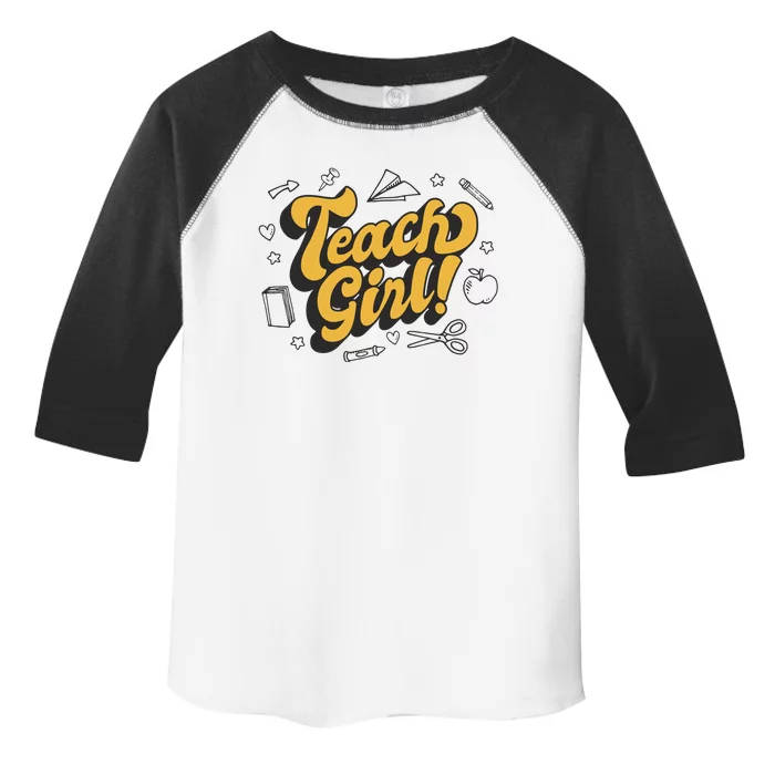 Teach Girl Retro Cute Gift For Teacher Toddler Fine Jersey T-Shirt