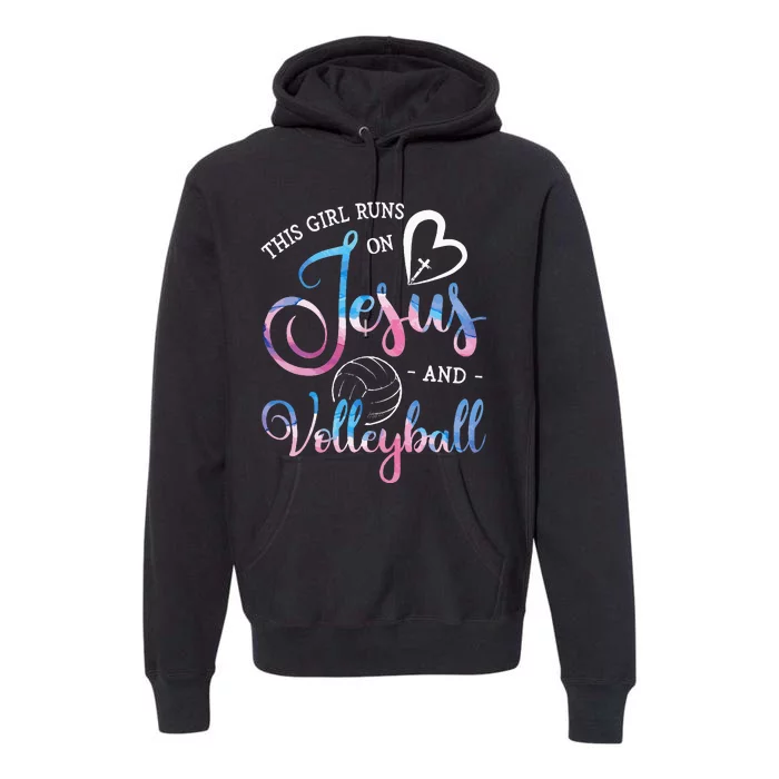 This Girl Runs On Jesus And Volleyball Player Christian Gift Premium Hoodie