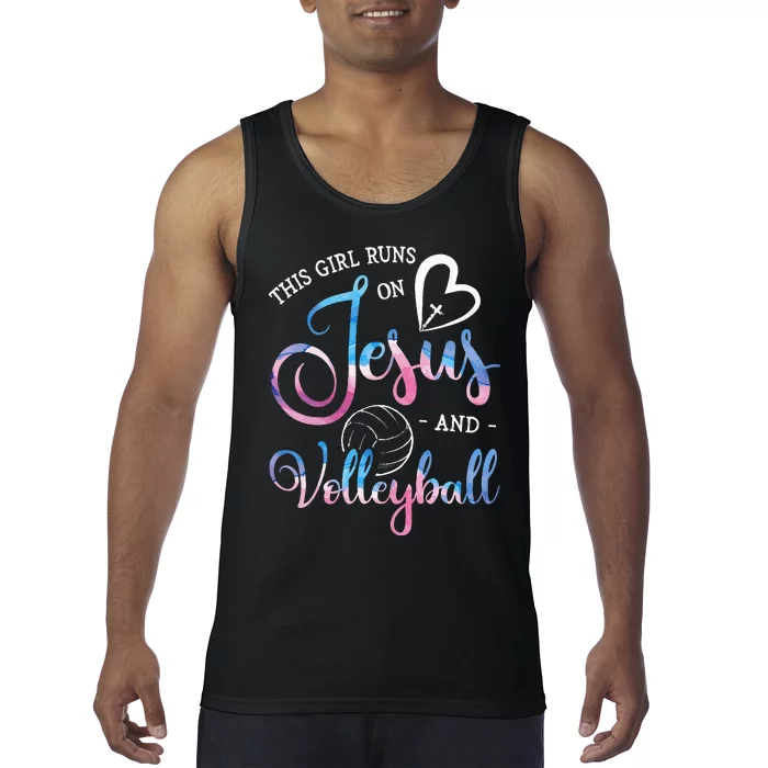 This Girl Runs On Jesus And Volleyball Player Christian Gift Tank Top