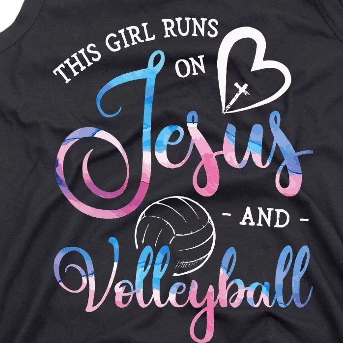 This Girl Runs On Jesus And Volleyball Player Christian Gift Tank Top