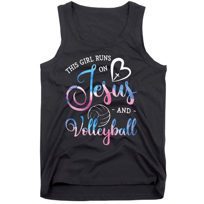 This Girl Runs On Jesus And Volleyball Player Christian Gift Tank Top