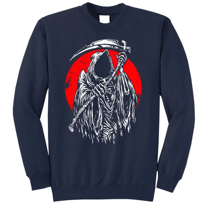 The Grim Reaper Skeleton Skull Death Scythe Grunge Horror Tall Sweatshirt