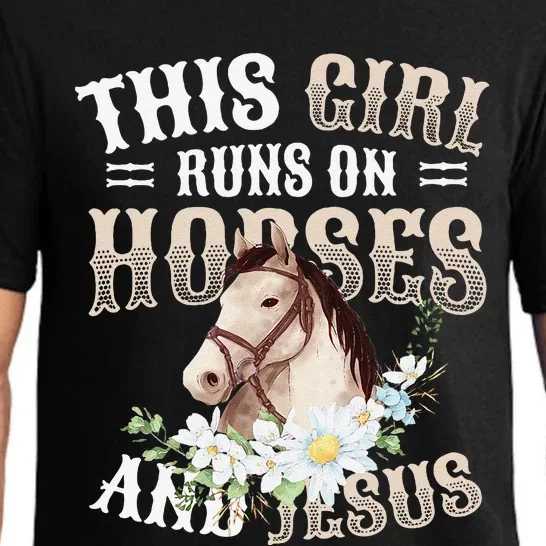 This Girl Runs On Horses And Jesus Girls Horse Pajama Set