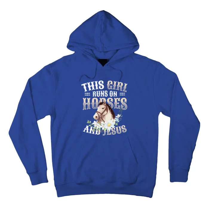 This Girl Runs On Horses And Jesus Girls Horse Tall Hoodie