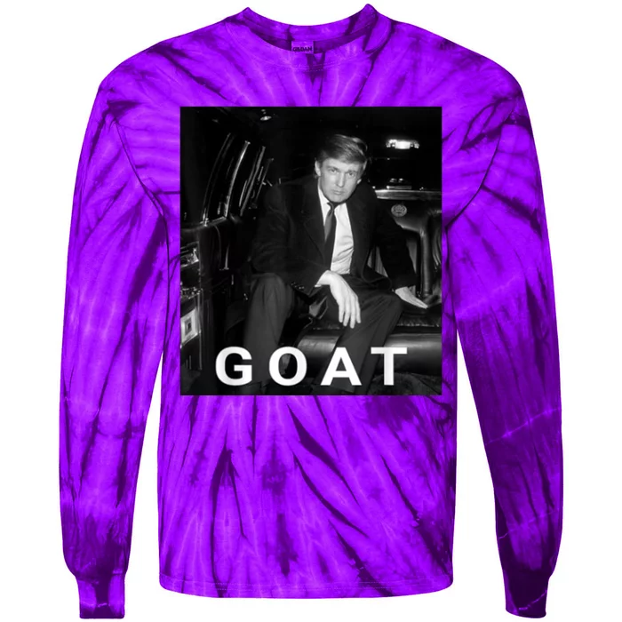 Trump Goat Republican Conservative Gift Trump 2024 Tie-Dye Long Sleeve Shirt