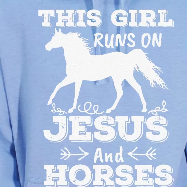 This Girl Runs On Jesus And Horses Horse Riding Love Cute Unisex Surf Hoodie