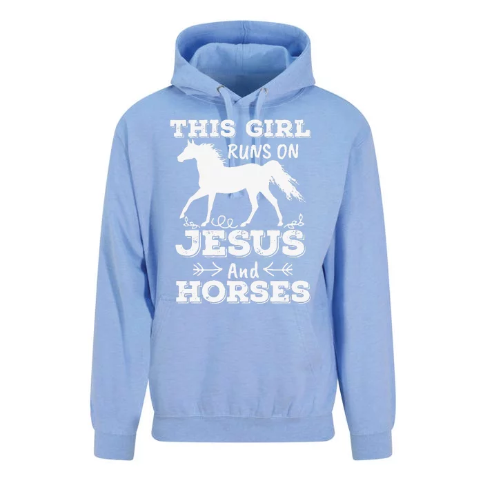 This Girl Runs On Jesus And Horses Horse Riding Love Cute Unisex Surf Hoodie