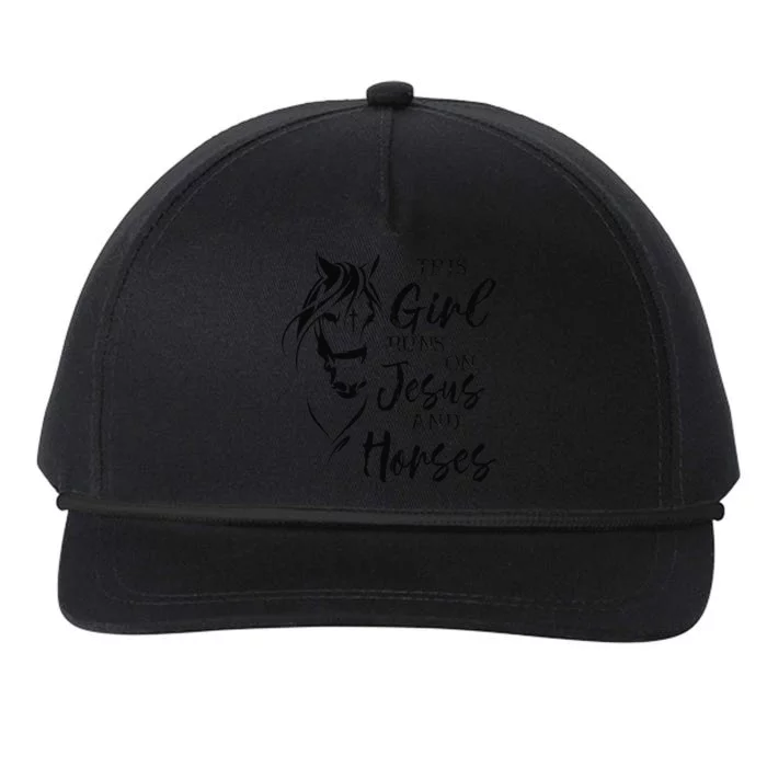 This Girl Runs On Jesus And Horses Christian Horse For Snapback Five-Panel Rope Hat