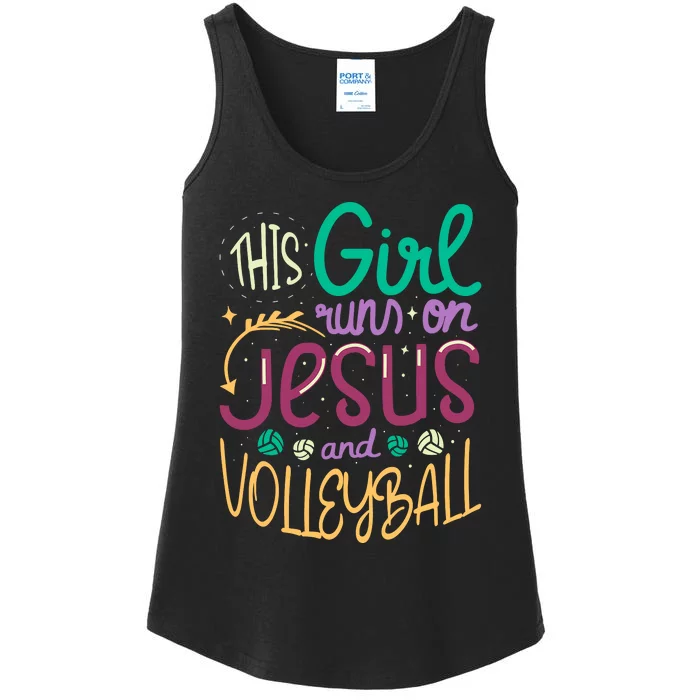 This Girl Run On Jesus And Volleyball Ladies Essential Tank