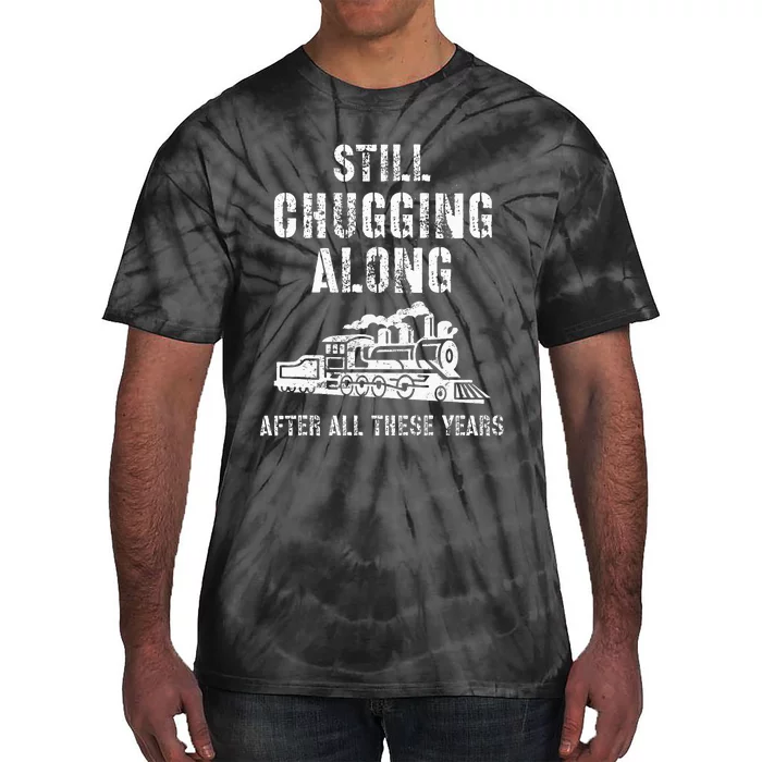 Train Grandpa Retirement Model Train Show Chugging Along Tie-Dye T-Shirt