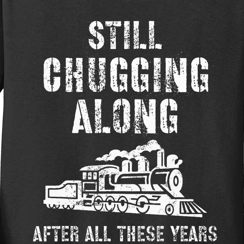 Train Grandpa Retirement Model Train Show Chugging Along Kids Long Sleeve Shirt