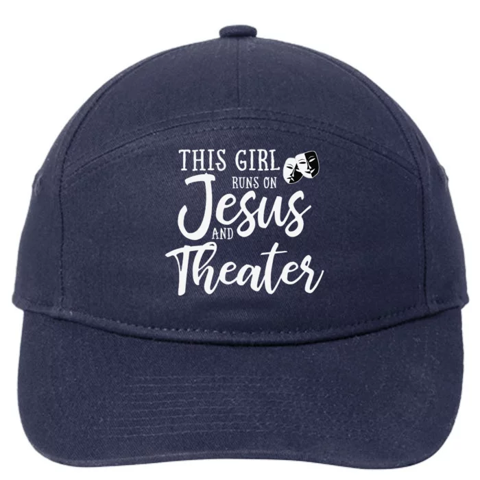 This Girl Runs On Jesus And Theater Christian Gift 7-Panel Snapback Hat