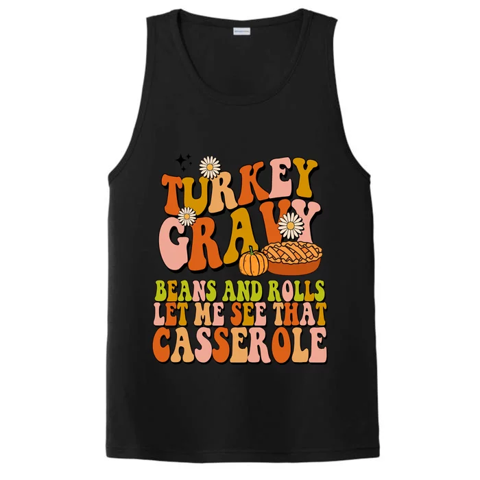 Turkey Gravy Retro Groovy Thanksgiving Food Performance Tank