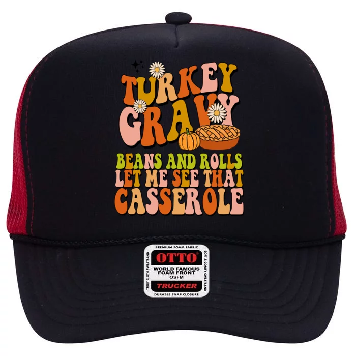 Turkey Gravy Retro Groovy Thanksgiving Food High Crown Mesh Trucker Hat