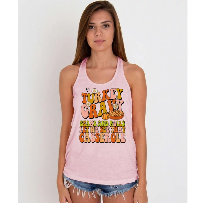 Turkey Gravy Retro Groovy Thanksgiving Food Women's Knotted Racerback Tank