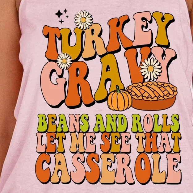 Turkey Gravy Retro Groovy Thanksgiving Food Women's Knotted Racerback Tank