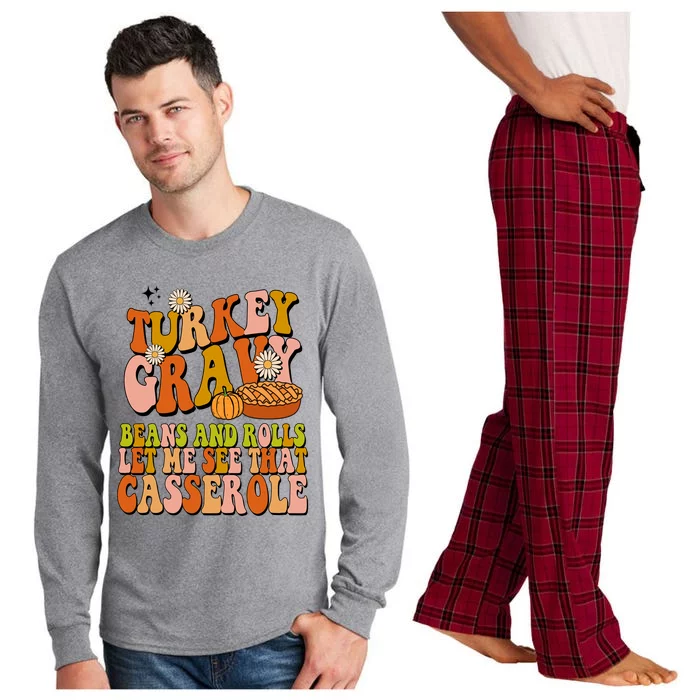 Turkey Gravy Retro Groovy Thanksgiving Food Long Sleeve Pajama Set