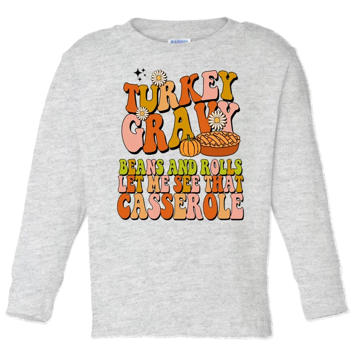 Turkey Gravy Retro Groovy Thanksgiving Food Toddler Long Sleeve Shirt