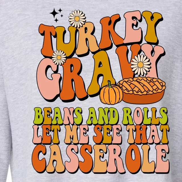 Turkey Gravy Retro Groovy Thanksgiving Food Cropped Pullover Crew