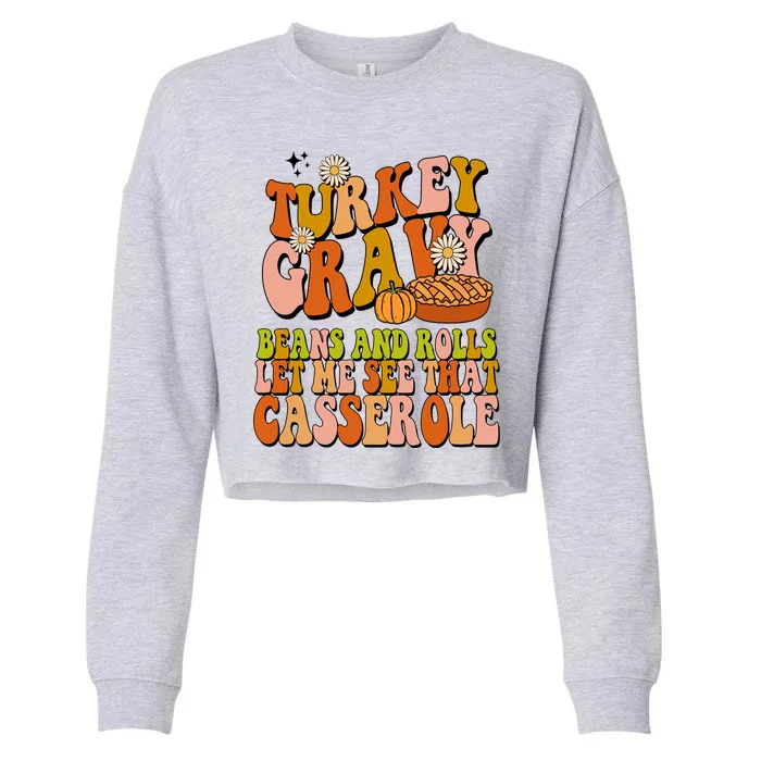 Turkey Gravy Retro Groovy Thanksgiving Food Cropped Pullover Crew