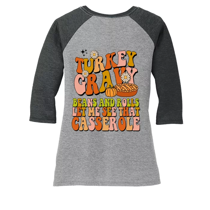 Turkey Gravy Retro Groovy Thanksgiving Food Women's Tri-Blend 3/4-Sleeve Raglan Shirt