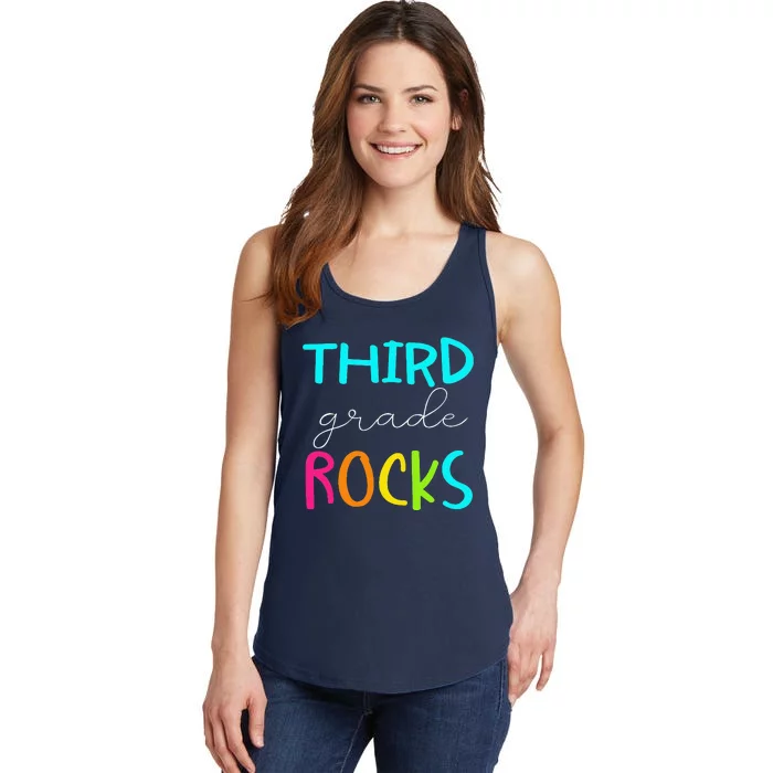 Third Grade Rocks Team 3rd Grade Teacher Ladies Essential Tank