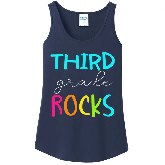 Third Grade Rocks Team 3rd Grade Teacher Ladies Essential Tank