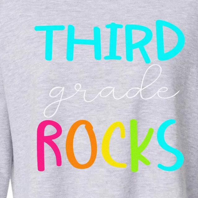 Third Grade Rocks Team 3rd Grade Teacher Cropped Pullover Crew