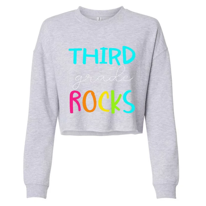 Third Grade Rocks Team 3rd Grade Teacher Cropped Pullover Crew