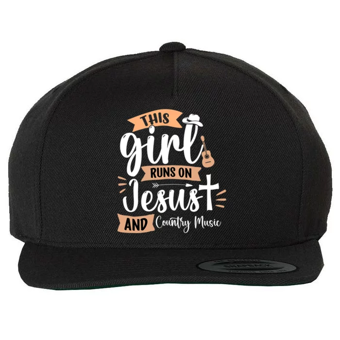 This Girl Runs On Jesus And Country Music Christian Girls Wool Snapback Cap