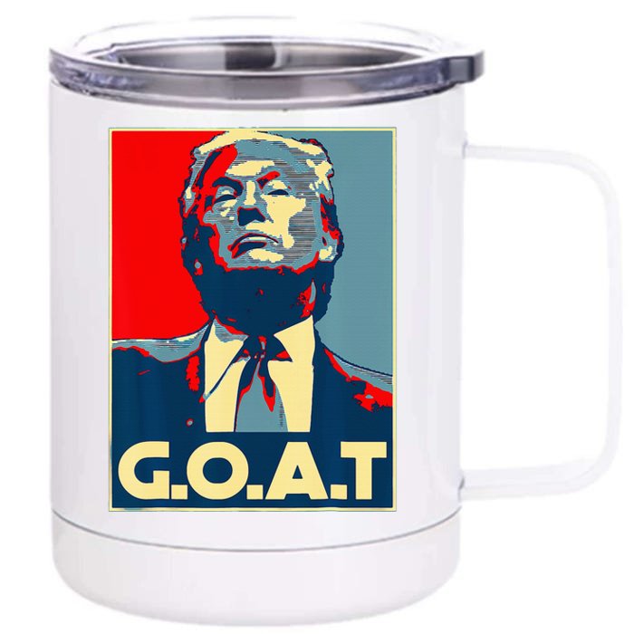 Trump Goat Republican Conservative Gift Trump 2024 Front & Back 12oz Stainless Steel Tumbler Cup