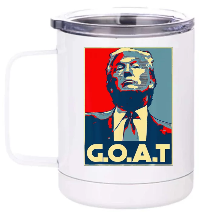 Trump Goat Republican Conservative Gift Trump 2024 Front & Back 12oz Stainless Steel Tumbler Cup