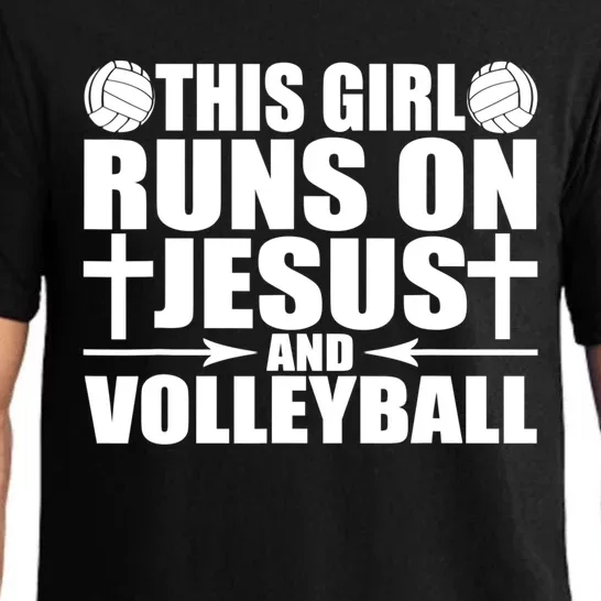 This Girl Runs On Jesus And Volleyball Novelty TShirt Pajama Set