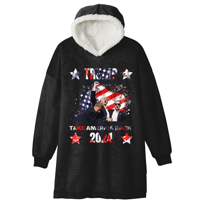 Trump Getting Shot 2024 Hooded Wearable Blanket