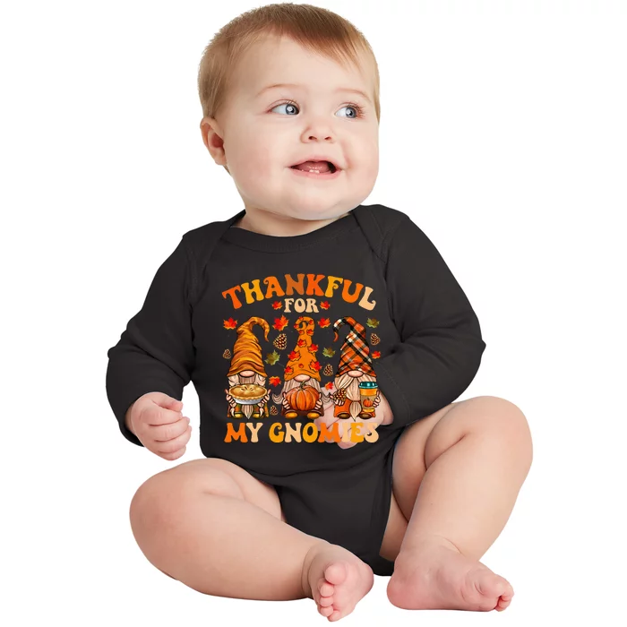 Thankful Gnome Squad Thanksgiving Celebration Baby Long Sleeve Bodysuit