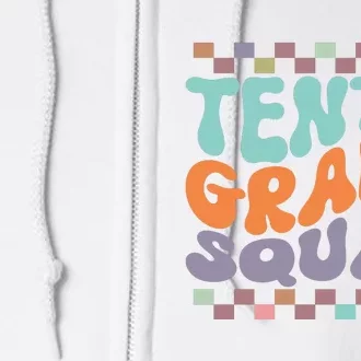 Tenth Grade Squad Retro Groovy Happy First Day Of School Gift Full Zip Hoodie